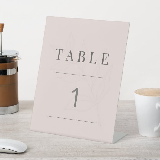 Minimalist Botanical Table Number | Warm Blush 台座サイン (インサイチュ)