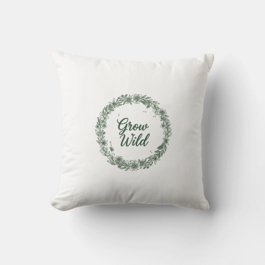 Minimalist Botanical Throw Pillow – “Grow Wild” Mo クッション (正面)