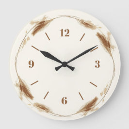 Minimalist Botanical Wall Clock with Dried leaves ラージ壁時計