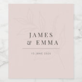 Minimalist Botanical Wedding | ウォーム ブラッシュ ワインラベル (シングルラベル)
