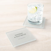 Minimalist Botanical Wedding Coaster | Warm Ivory ガラスコースター (アングル)