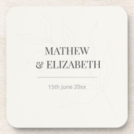 Minimalist Botanical Wedding Coaster | Warm Ivory コースター