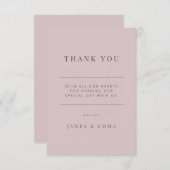 Minimalist Botanical Wedding Dusky Rose サンキューカード (正面/裏面)