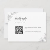 Minimalist Botanical Wedding Elegant QR Code 出欠カード (正面)