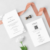 Minimalist Botanical Wedding Elegant QR Code 招待状