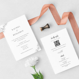 Minimalist Botanical Wedding Elegant QR Code 招待状
