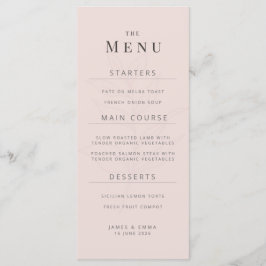 Minimalist Botanical Wedding Menu | Warm Blush メニュー