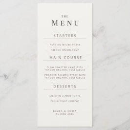 Minimalist Botanical Wedding Menu | Warm White メニュー