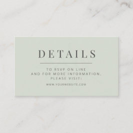 Minimalist Botanical Wedding  Pale Sage エンクロージャーカード