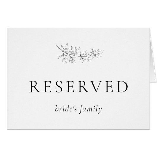 Minimalist Botanical Wedding Reserved Seating Card (正面横)