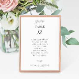 Minimalist Botanical Wedding Seating Chart Budget テーブルナンバー