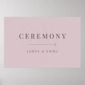 Minimalist Botanical Wedding Sign Dusky Rose ポスター (正面)