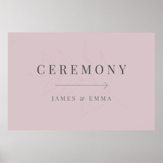Minimalist Botanical Wedding Sign Dusky Rose ポスター