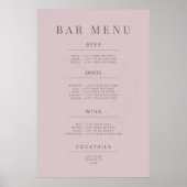 Minimalist Botanical Wedding Sign Dusky Rose ポスター (正面)