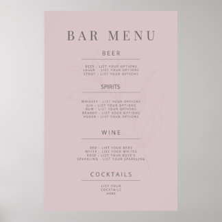 Minimalist Botanical Wedding Sign Dusky Rose ポスター