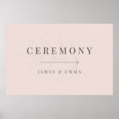 Minimalist Botanical Wedding Sign Warm Blush ポスター (正面)