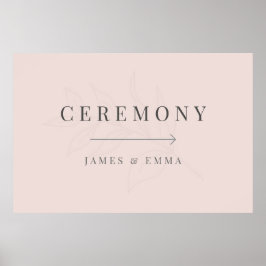 Minimalist Botanical Wedding Sign Warm Blush ポスター