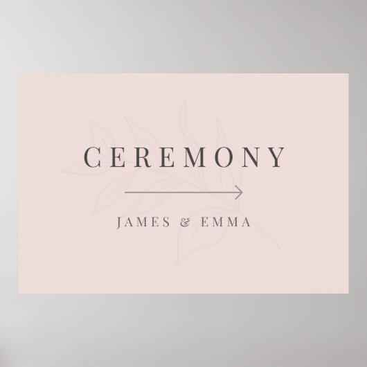 Minimalist Botanical Wedding Sign Warm Blush ポスター (正面)