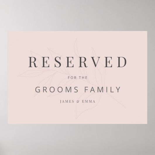Minimalist Botanical Wedding Sign Warm Blush ポスター (正面)