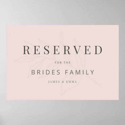 Minimalist Botanical Wedding Sign Warm Blush ポスター (正面)