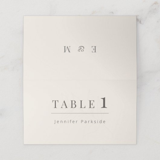 Minimalist Botanical Wedding | Soft Beige プレイスカード (外部開封)