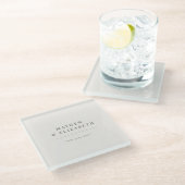 Minimalist botanical Wedding  | Warm White ガラスコースター (アングル)