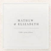 Minimalist botanical Wedding  | Warm White ガラスコースター (正面)