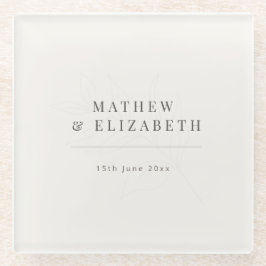 Minimalist botanical Wedding | Warm White ガラスコースター
