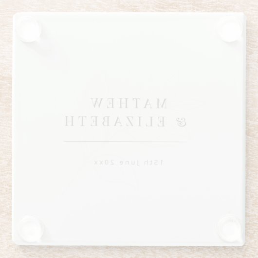 Minimalist botanical Wedding  | Warm White ガラスコースター (裏面)