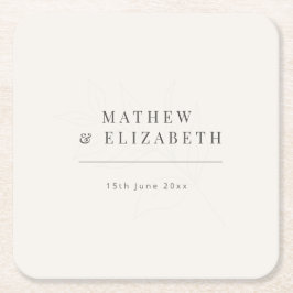 Minimalist botanical Wedding | Warm White スクエアペーパーコースター