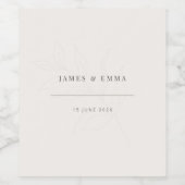 Minimalist Botanical Wedding | Warm White ワインラベル (シングルラベル)