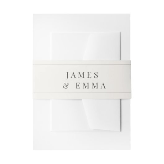 Minimalist Botanical Wedding | Warm White 招待状ベリーバンド (正面例)