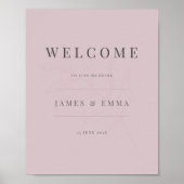 Minimalist Botanical Welcome Sign Dusky Rose ポスター (正面)