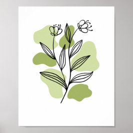 Minimalist Botanical Wildflowers Line Art  ポスター