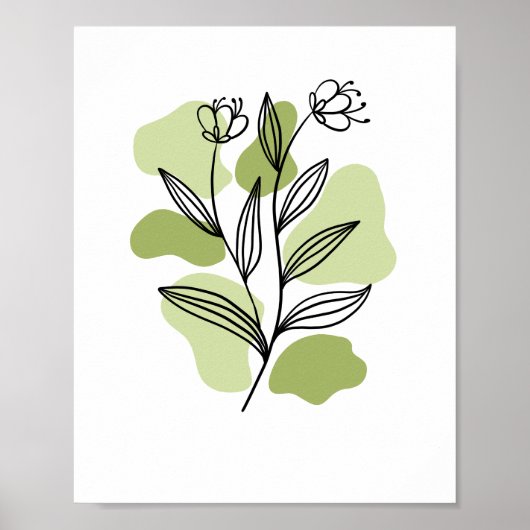 Minimalist Botanical Wildflowers Line Art ポスター (正面)