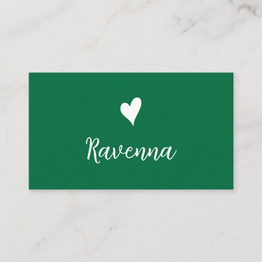 Minimalist Bottle Green White Heart Barber Name 名刺 (正面)