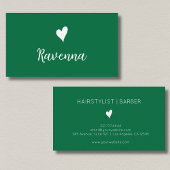 Minimalist Bottle Green White Heart Barber Name 名刺