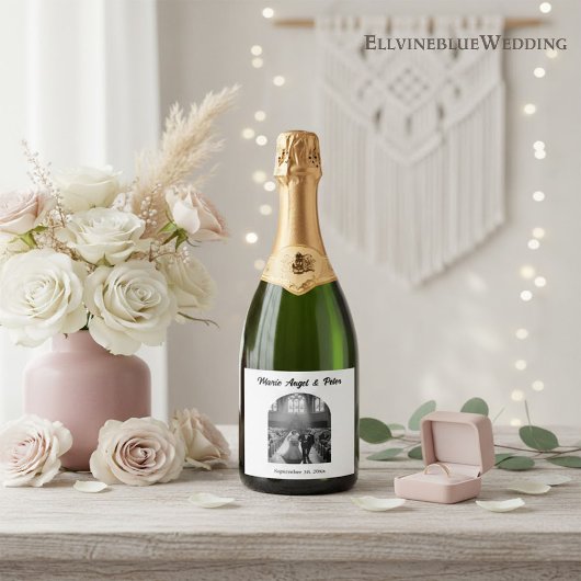 Minimalist Boutique Arch Photo Wedding Champagne  スパークリングワインラベル