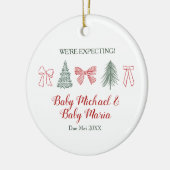 Minimalist Bow and Tree We're Expecting Parents  セラミックオーナメント (左)