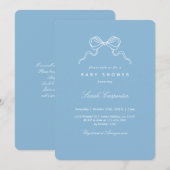 Minimalist Bow Baby Shower Boy 招待状 (正面/裏面)