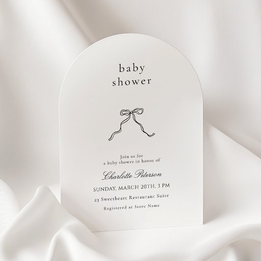 Minimalist Bow Baby Shower Invitation 招待状