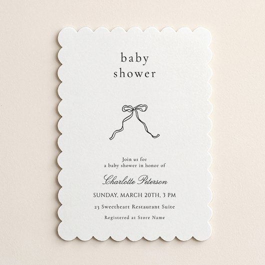 Minimalist Bow Baby Shower Invitation 招待状
