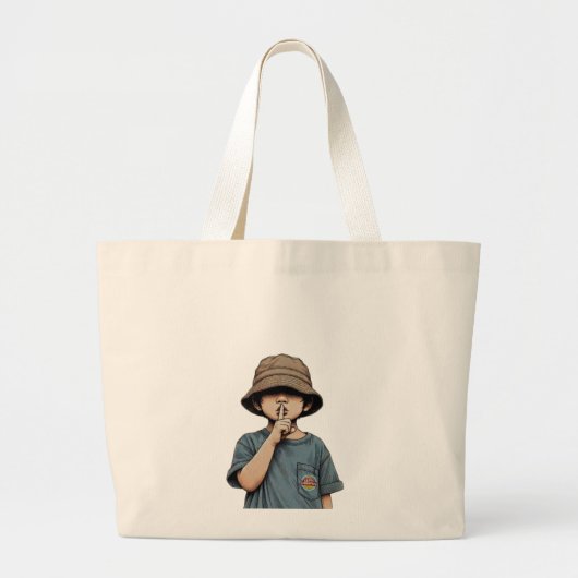 Minimalist Boy Illustration Tote Bag ラージトートバッグ (正面)