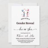 Minimalist Boy or Girl Balloon Gender Reveal 招待状 (正面)