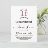 Minimalist Boy or Girl Balloon Gender Reveal 招待状 (スタンド正面)