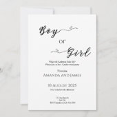 Minimalist Boy or Girl Gender Reveal 招待状 (正面)