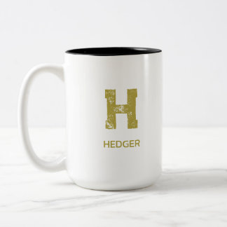 MINIMALIST BRASS ONE LETTER MONOGRAM NAME WHITE ツートーンマグカップ