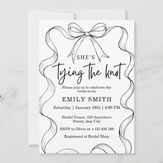 Minimalist Bridal Shower Invitation Template, She' 招待状 (正面)
