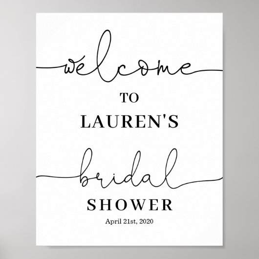 Minimalist Bridal Shower welcome sign ポスター (正面)