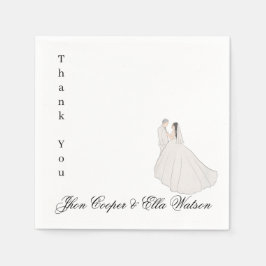 Minimalist Bride and Groom Wedding Illustration スタンダードカクテルナプキン